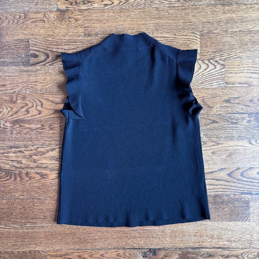 Ann Taylor Black Sleeveless Ruffle Mock Neck Top | Medium - Picture 5 of 5